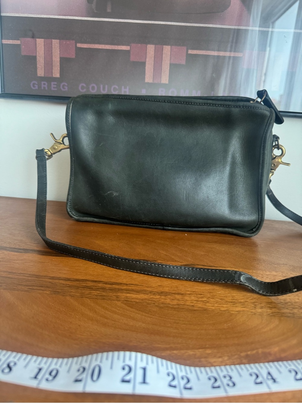 COACH vintage 80’s companion shoulder bag, made in USA, hunter green leather - Picture 2 of 16